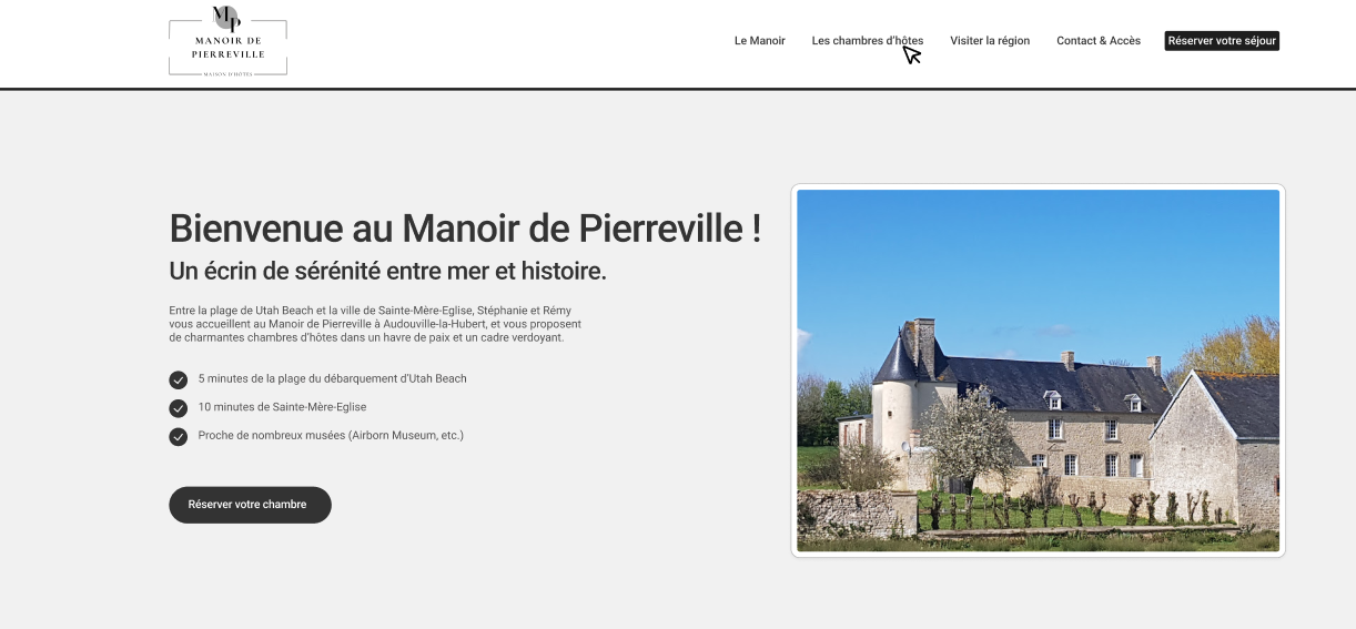 Photo du futur site web du Manoir de Pierreville